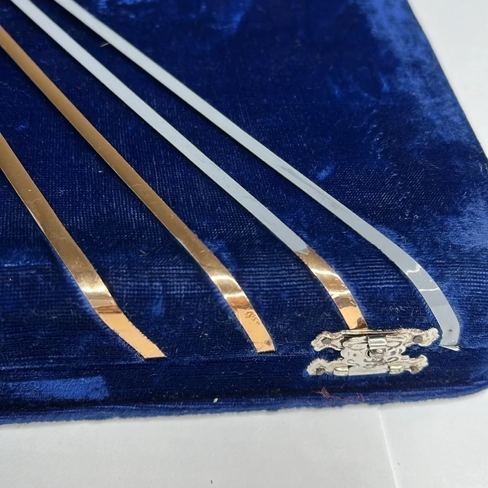Vintage Blue Velvet 5 Celluloid Jewelry Box